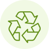 A green circle with the image of a recycling symbol in it.